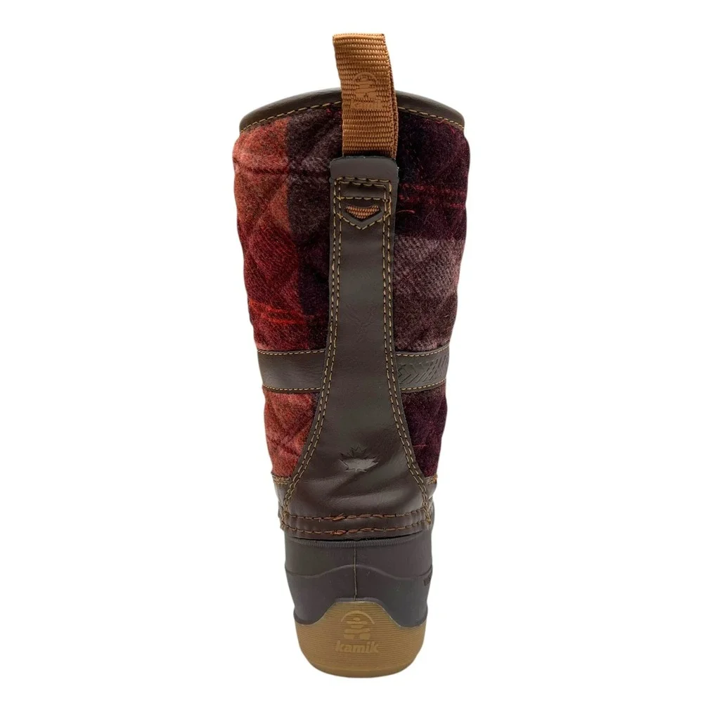 Kamik Little Girls High-Top Vegan Boots Size 12 Brown-Plaid Waterproof Insulated